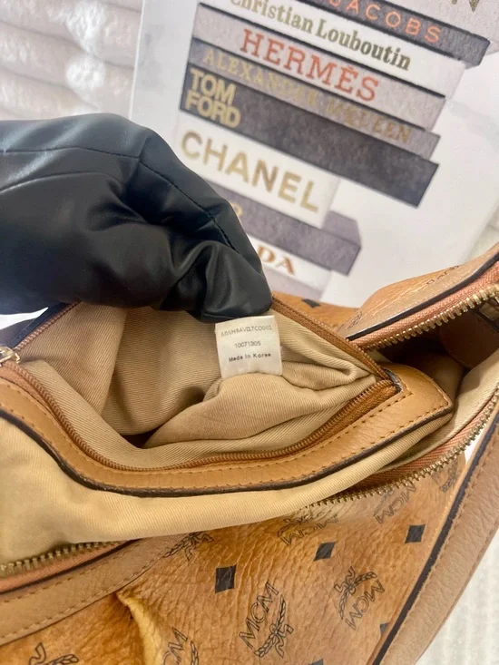 MCM Cognac Visetos Monogram Shoulder Bag - Picture 11 of 11